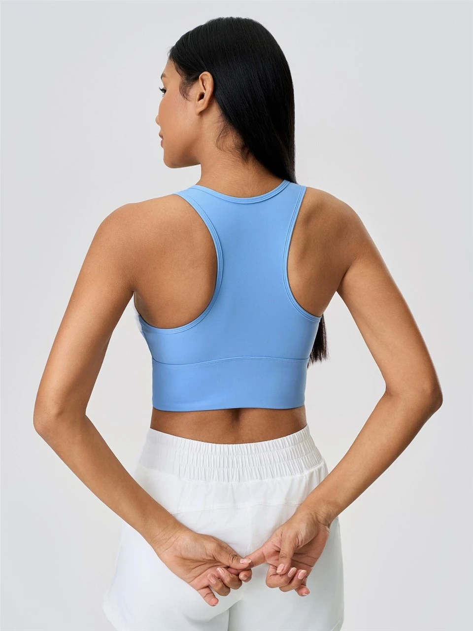 Color-Block Cropped Built-in Bra Lifting Back Support Sports Bra Yoga Workout Top For Women